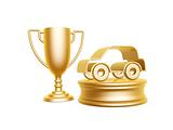 golden car symbol and trophy cup