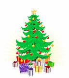 Christmas tree and gifts illustration