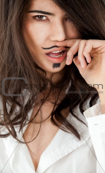 girl moustache