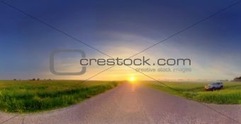 Sunrise over road