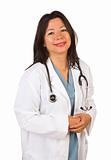 Attractive Hispanic Doctor or Nurse Isolated on a White Background.