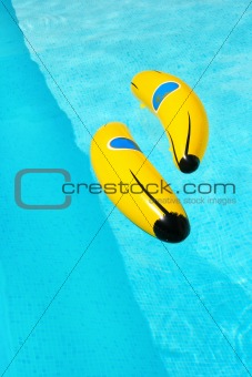 Banana in swimming pool