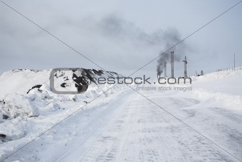 Pollution near the Russian Arctic city of Barentsburg - Svalbard