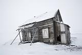 Very old wooden building in the winter