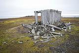 Very old wooden building in the Arctic tundra
