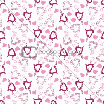 vector seamless pattern with hand-drawn hearts