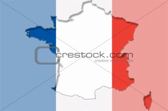 Outline map of France with transparent Austrian flag