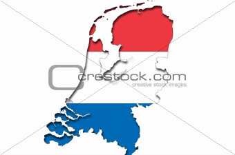 Outline map of Netherlands with dutch flag