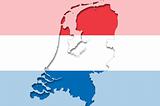Outline map of Netherlands with transparent dutch flag