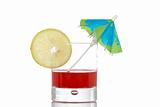Red juice with umbrella