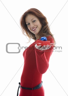 Beautiful woman with gift