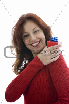Beautiful woman with gift