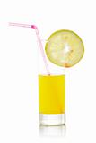 Juice with a lemon slice and straw