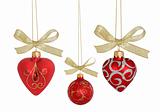 Christmas Ball / Red hearts and ball  (isolated  with clipping p