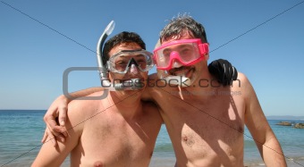 Men go snorkeling
