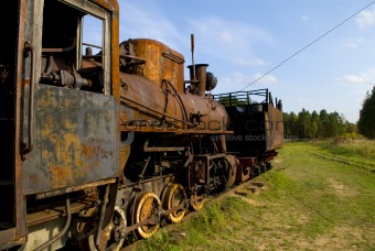 Old rusty steam train