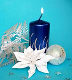 Christmas decoration - beautiful blue candle