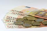 euro coins and notes