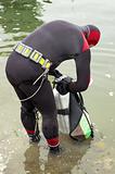 scuba diver in wet suit