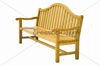 Real wooden bench. Isolated on white.
