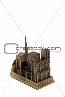 Miniature bronze copy of Notre Dame de Paris cathedral