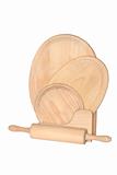 Wooden rolling-pin and three wooden chopping boards