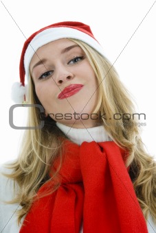 Beautiful woman with red scarf