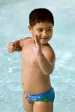 kungfu kid in swimming pool