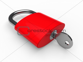 3d padlock red 