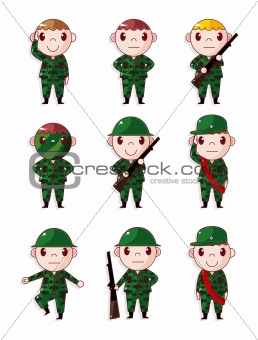 cartoon Soldier icons set
