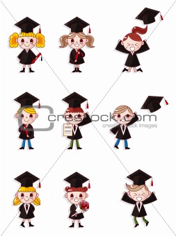 Cartoon Graduate students icons set

