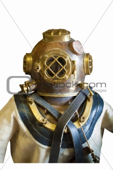 Diving suit and helmet, isolated