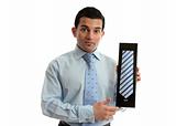 Salesman holding a tie