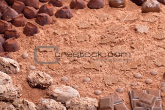 still life of chocolate in cocoa