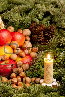 Christmas still life with a candle