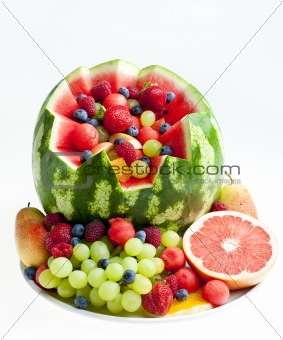 fruit salad in water melon