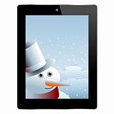 Snowman inside tablet