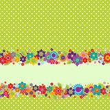 Greeting card with flowers and polkadot pattern