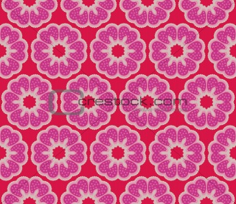 Seamless pattern with flowers with polkadots