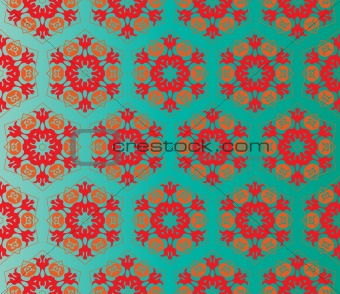 Oriental style seamless pattern with flowers