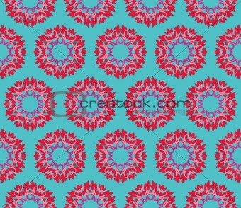 Seamless pattern with flowers in pink, red and purple