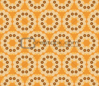 Retro style seamless pattern with flowers on a gold background