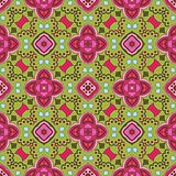 Floral pattern with dots on a green background