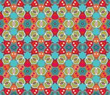 Floral pattern with dots on a blue green background