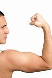 strong biceps on a white background