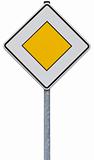traffic sign: right of way (with clipping path)