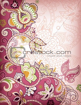 Abstract Floral and Butterfly