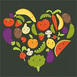 Fruits and vegetables heart shape
