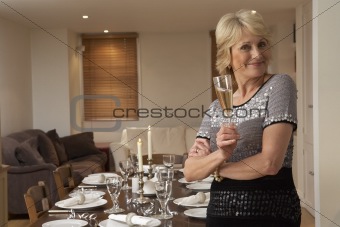 Woman Throwing A Dinner Party