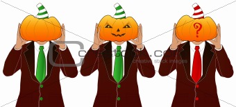 Men with pumpkin heads